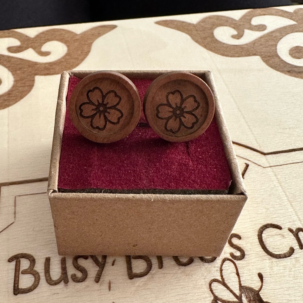 Wooden Flower Earrings